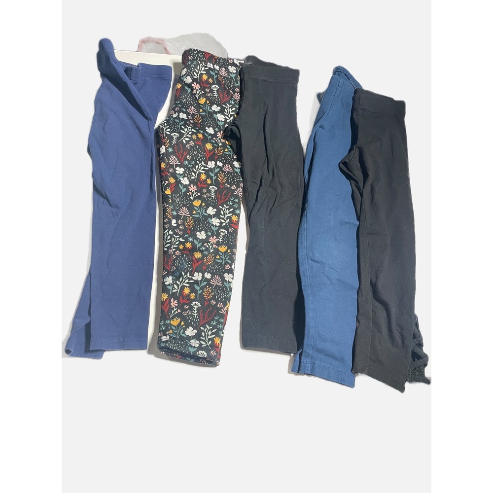 Old Navy Leggings Kids XS 5 Multicolor Floral Solid Bundle Cotton Stretch Casual